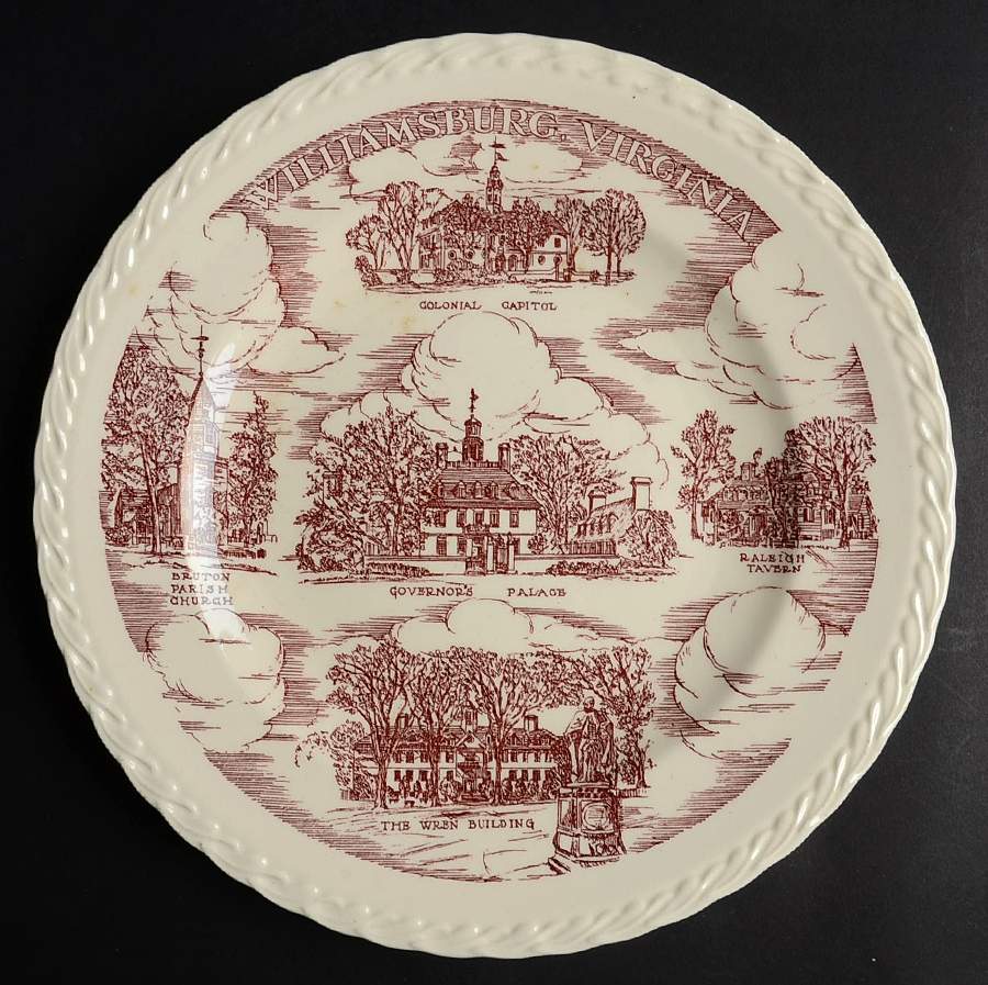 City Plates Williamsburg Virginia-Red - No Box-Virginia Motif 3-Red by Vernon Kilns-1