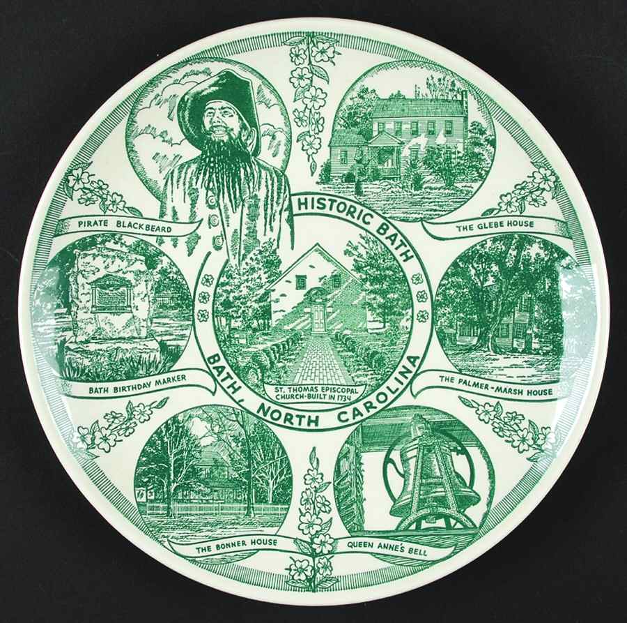 City Plates Bath North Carolina-Green - No Box-North Carolina 3-Green by Vernon Kilns-1