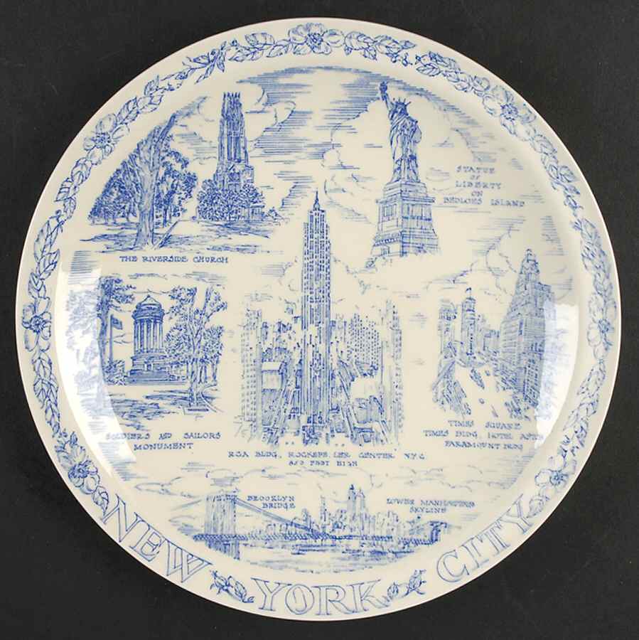 City Plates New York City New York-Blue - No Box-New York Motif 2-Blue by Vernon Kilns-1