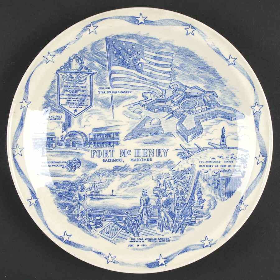 City Plates Fort McHenry Maryland-Blue - Maryland Motif 2-Blue by Vernon Kilns-1