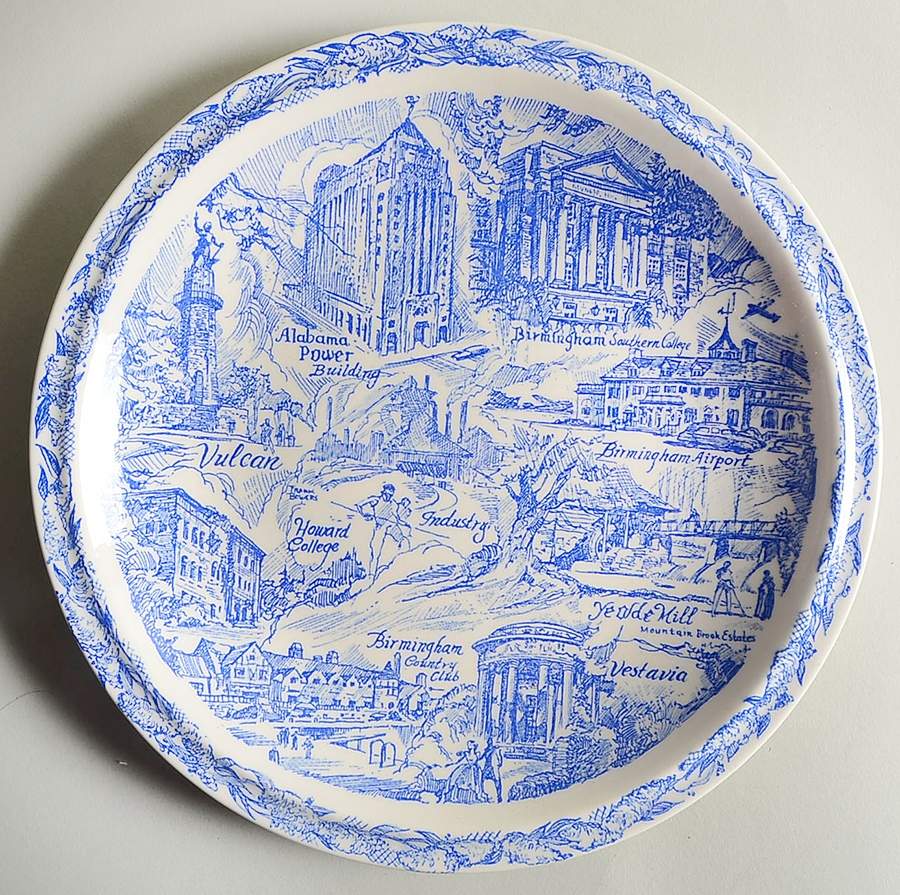 City Plates Birmingham Alabama-Blue - No Box-Alabama Motif 5-Blue by Vernon Kilns-1