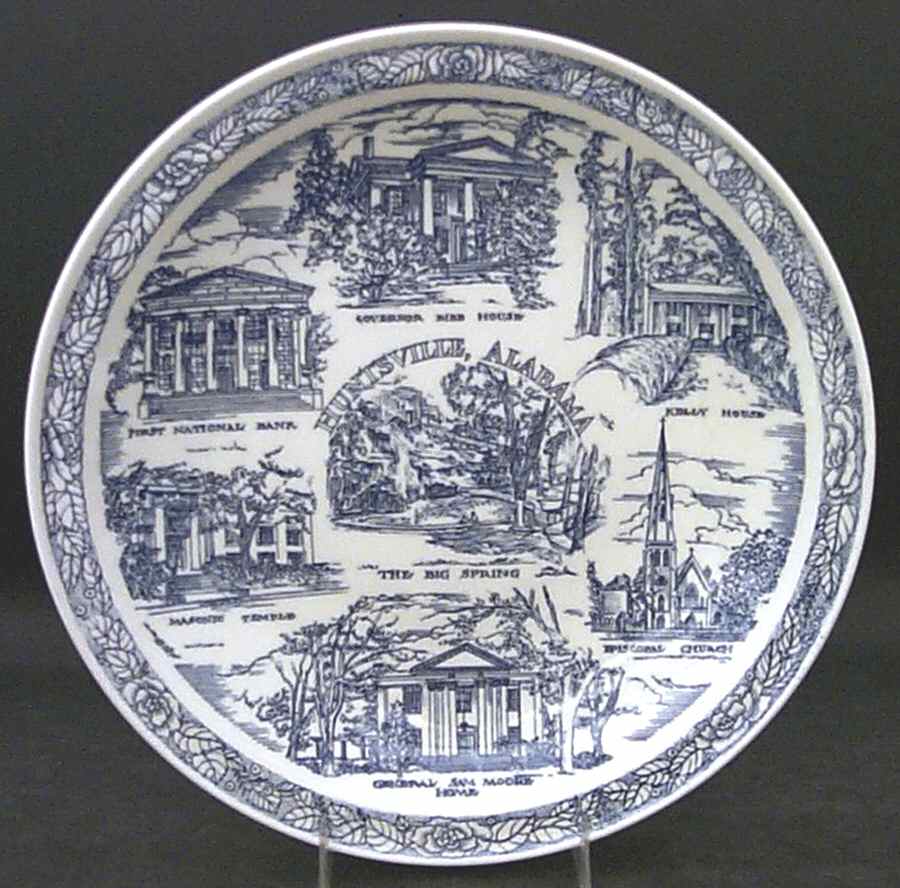 City Plates Huntsville Alabama-Blue - No Box-Alabama Motif 3-Blue by Vernon Kilns-1