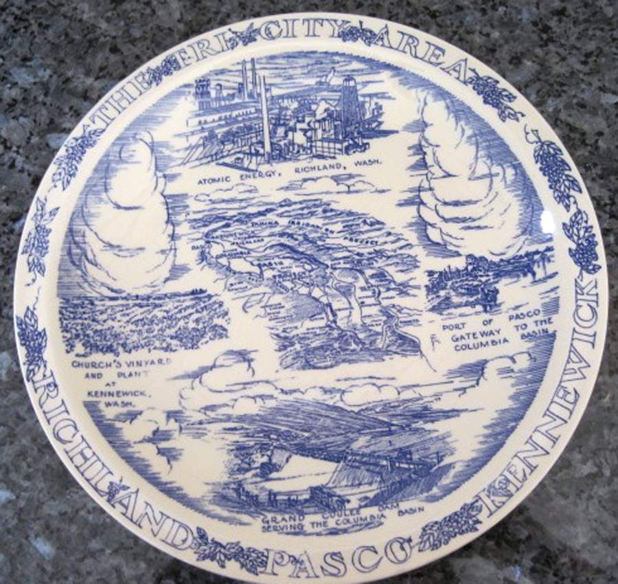 City Plates Tri City Area-Washington - No Box-Washington Motif 5/Blue by Vernon Kilns-1