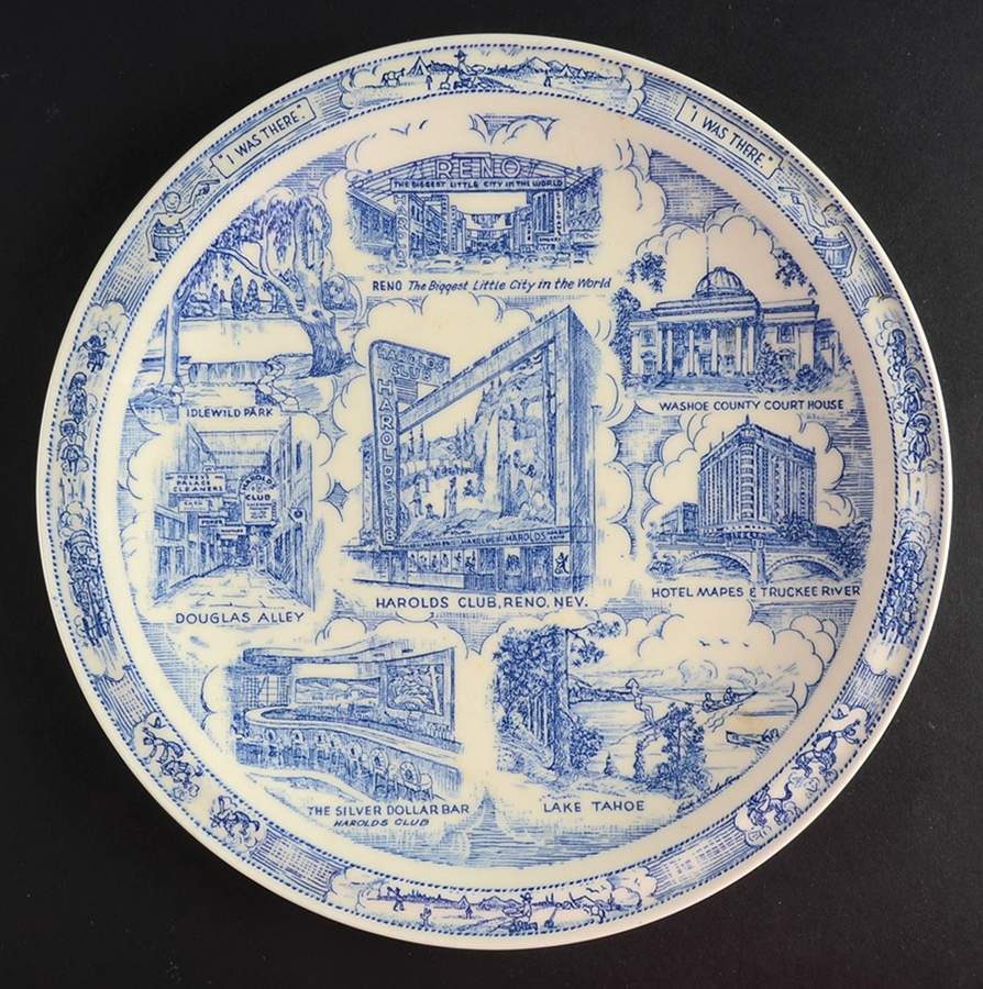 City Plates Reno Nevada-Blue - No Box-Nevada Motif 1-Blue by Vernon Kilns-1