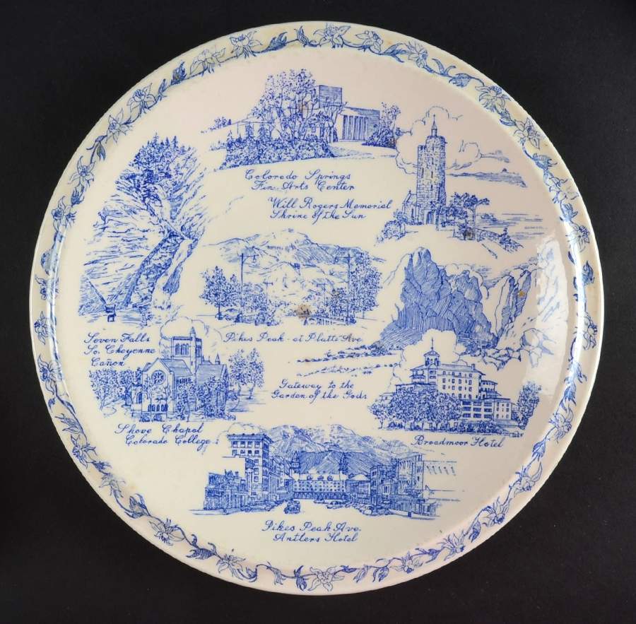 City Plates Colorado Springs-Blue - No Box-Colorado Motif 2-Blue by Vernon Kilns-1