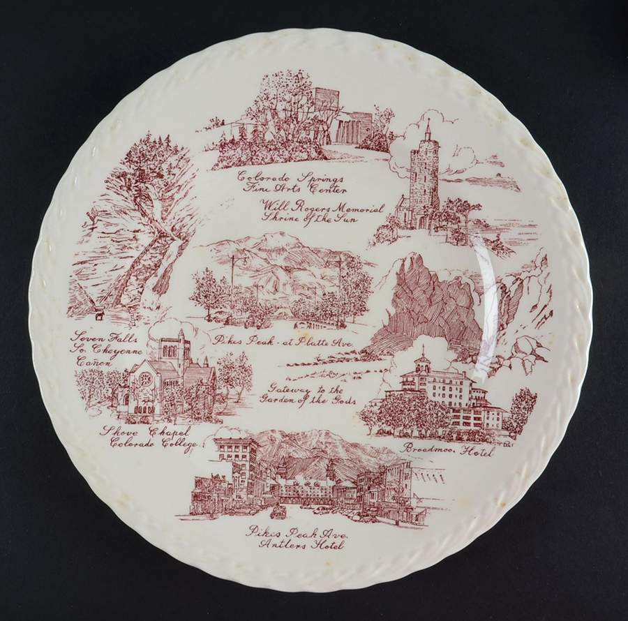 City Plates Colorado Springs Colorado-Red - No Box-Colorado Motif 1-Red by Vernon Kilns-1
