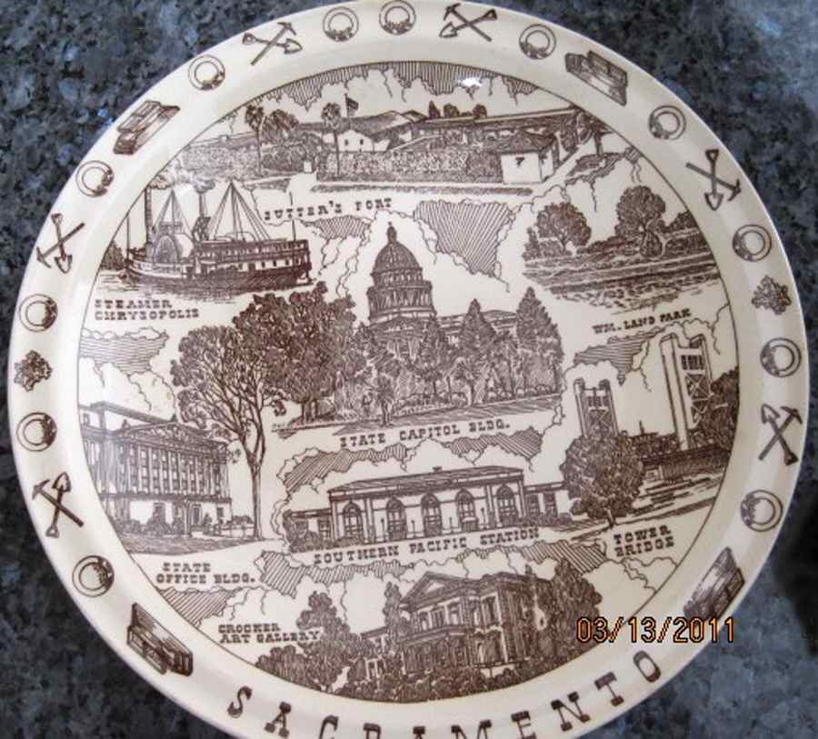 City Plates Sacramento California-Brown - No Box-California Motif10-Brown by Vernon Kilns-1