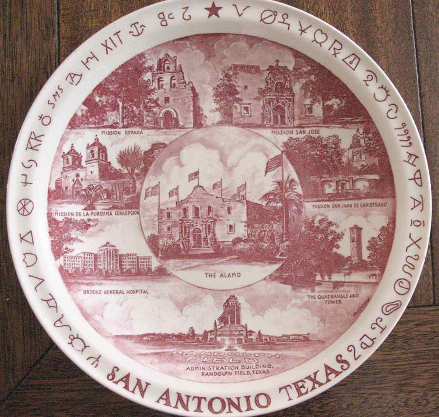 City Plates San Antonio-Brown - No Box-Texas Motif 1-Brown by Vernon Kilns-1