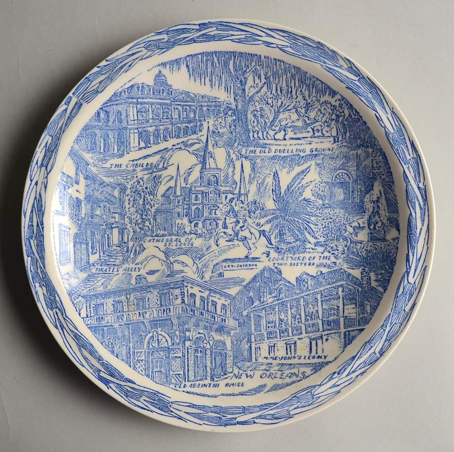 City Plates New Orleans Louisiana - No Box-Louisiana Motif 1-Blue by Vernon Kilns-1