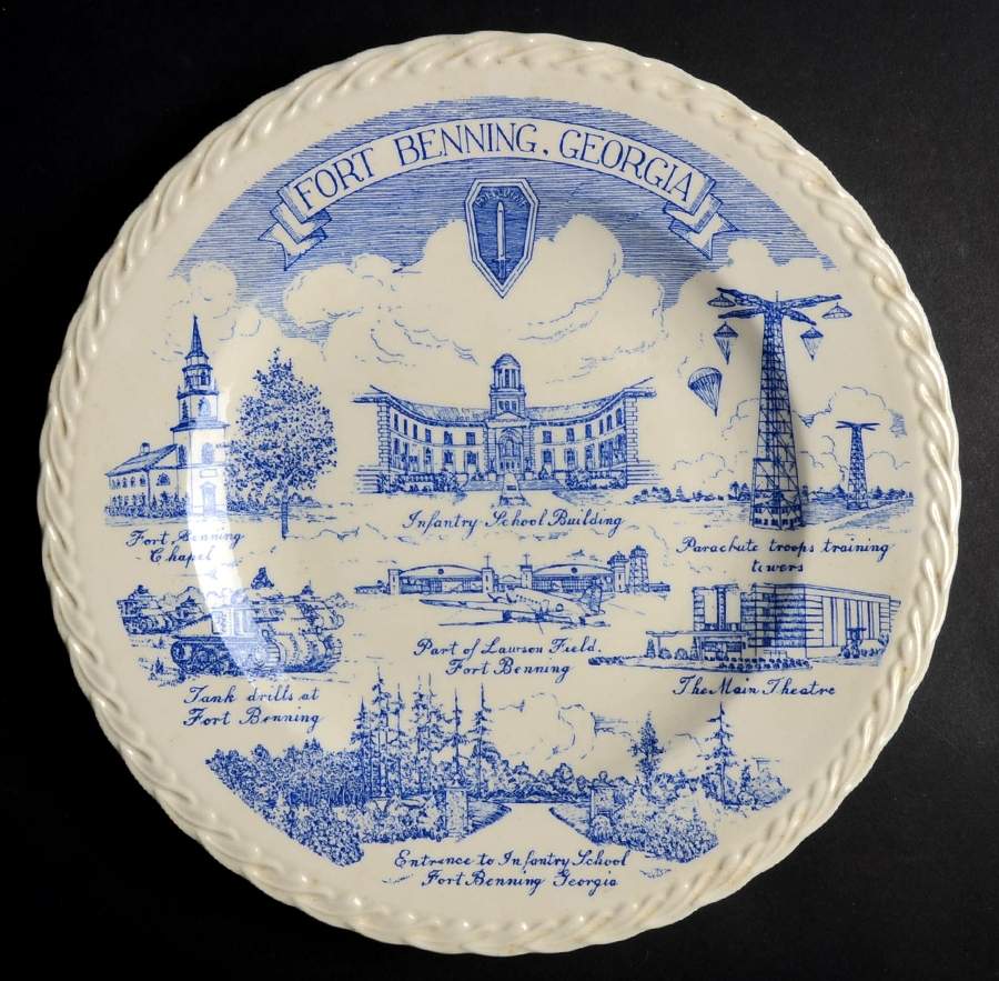 City Plates Fort Benning Georgia-Blue - No Box-Georgia Motif 4-Blue by Vernon Kilns-1