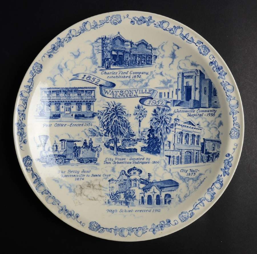 City Plates Watsonville California-Blue - No Box-California Motif21-Blue by Vernon Kilns-1