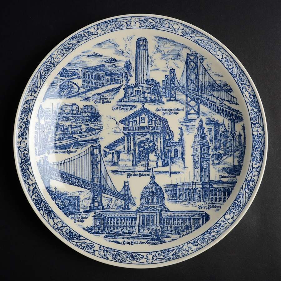 City Plates San Francisco California-Blue - No Box-California Motif11-Blue by Vernon Kilns-1