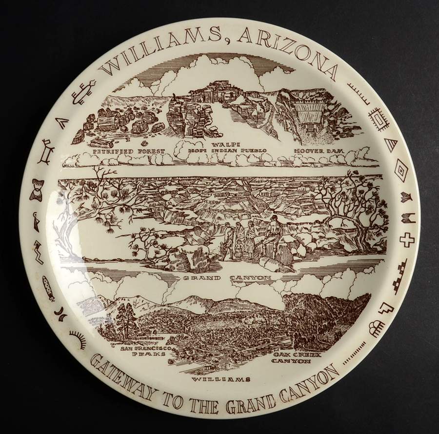 City Plates Williams Arizona-Brown - No Box-Arizona Motif 6-Brown by Vernon Kilns-1