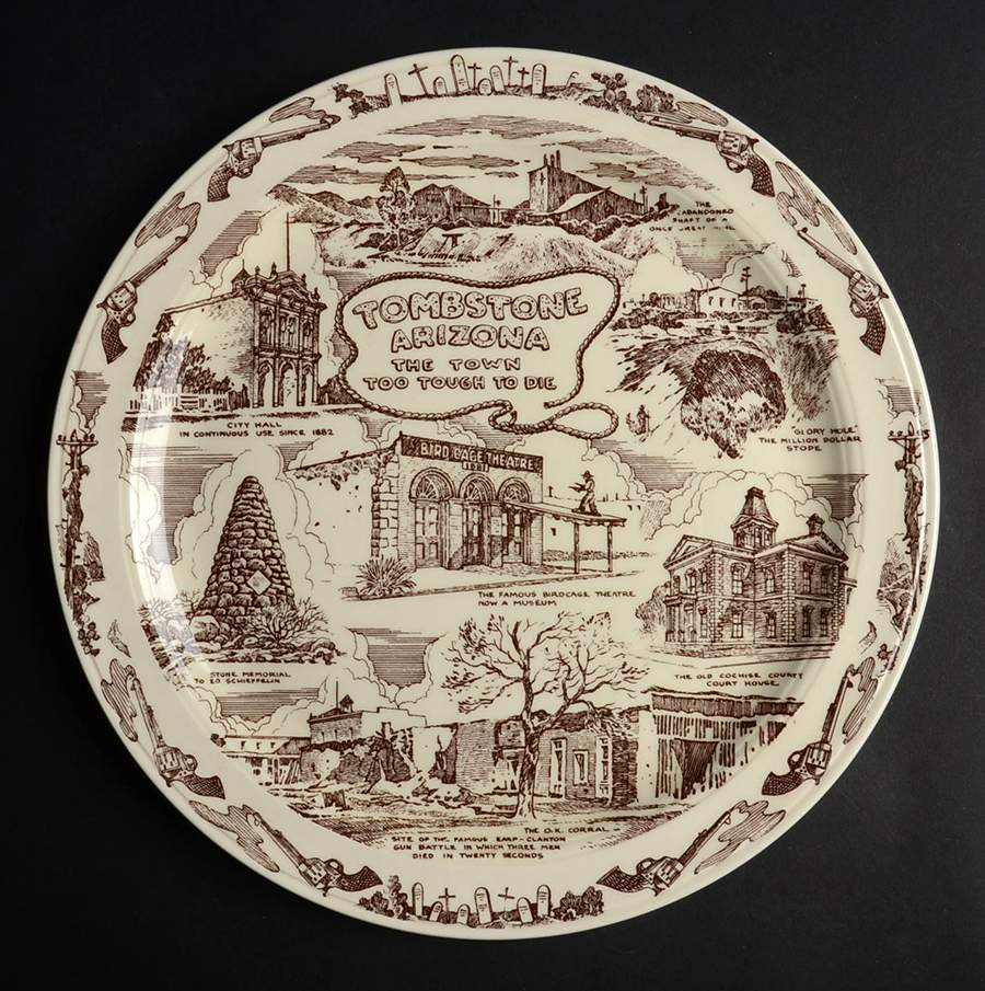 City Plates Tombstone Arizona-Brown - No Box-Arizona Motif 1-Brown by Vernon Kilns-1