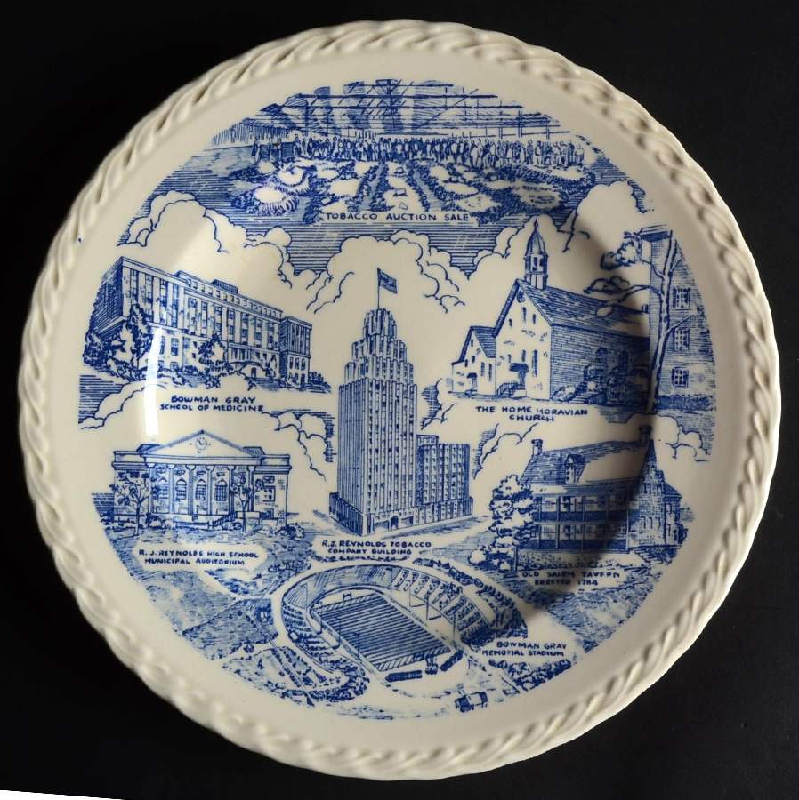City Plates Winston Salem North Carolina-Blue - No Box-North Carolina 8-Blue by Vernon Kilns-1