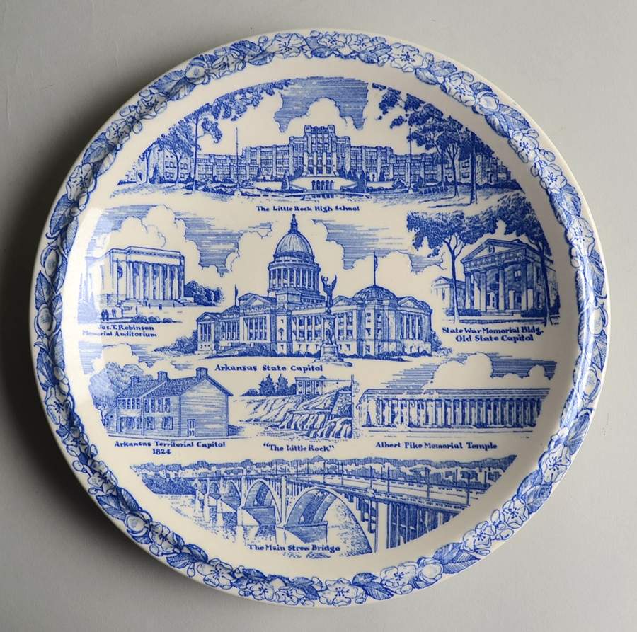 City Plates Little Rock Arkansas-Blue - No Box-Arkansas Motif 2-Blue by Vernon Kilns-1