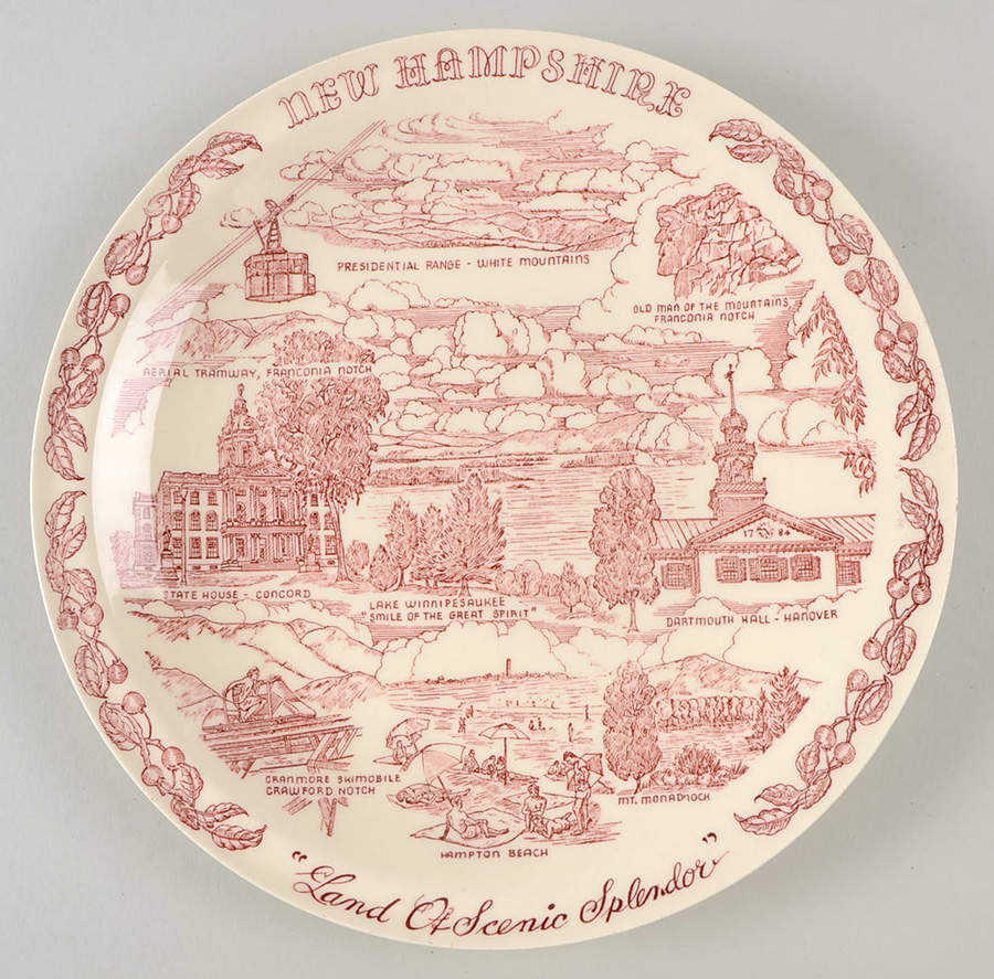 State Plate New Hampshire - No Box-New Hampshire Motif 1 by Vernon Kilns-1