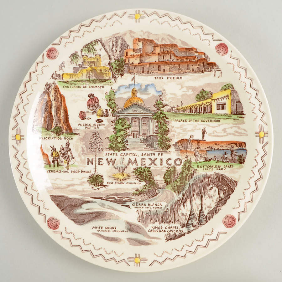 State Plate New Mexico-Multicolor - No Box-New Mexico Motif 3 by Vernon Kilns-1