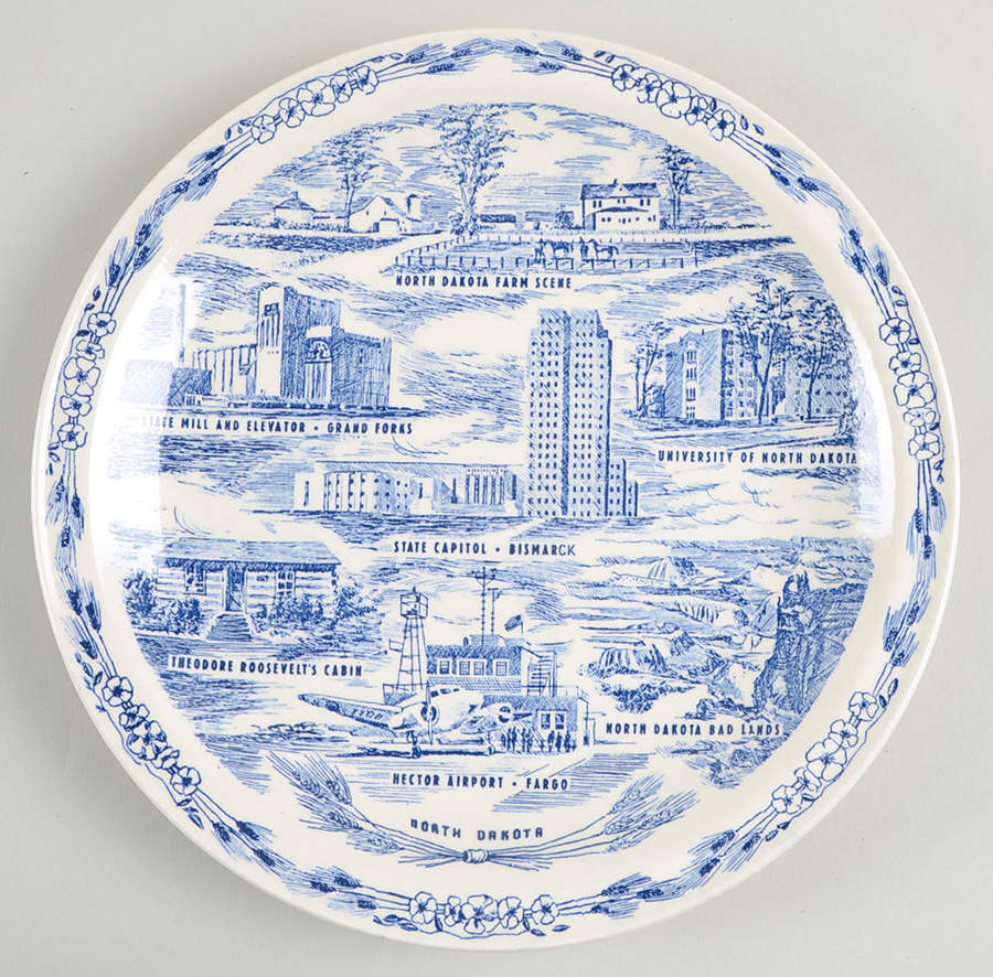 State Plate North Dakota-Blue - North Dakota, No Box by Vernon Kilns-1