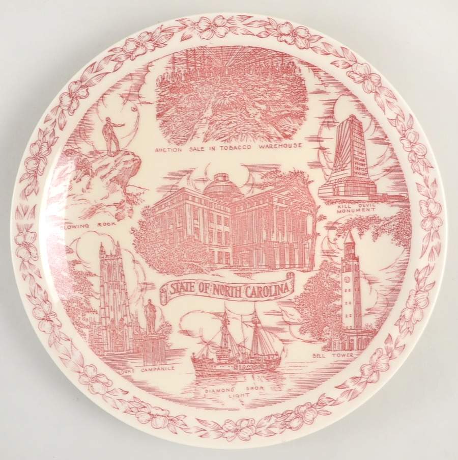State Plate North Carolina - No Box-North Carolina 1-Red by Vernon Kilns-1