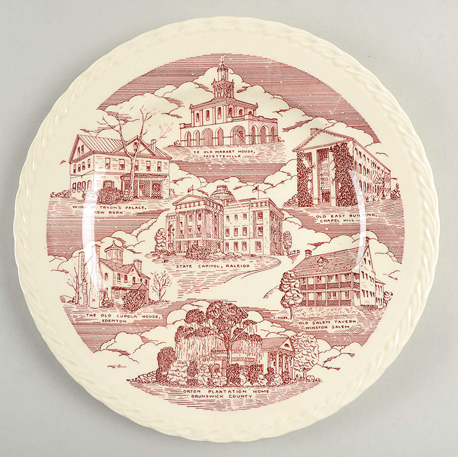 State Plate North Carolina - No Box-North Caroline2-Red SW by Vernon Kilns-1