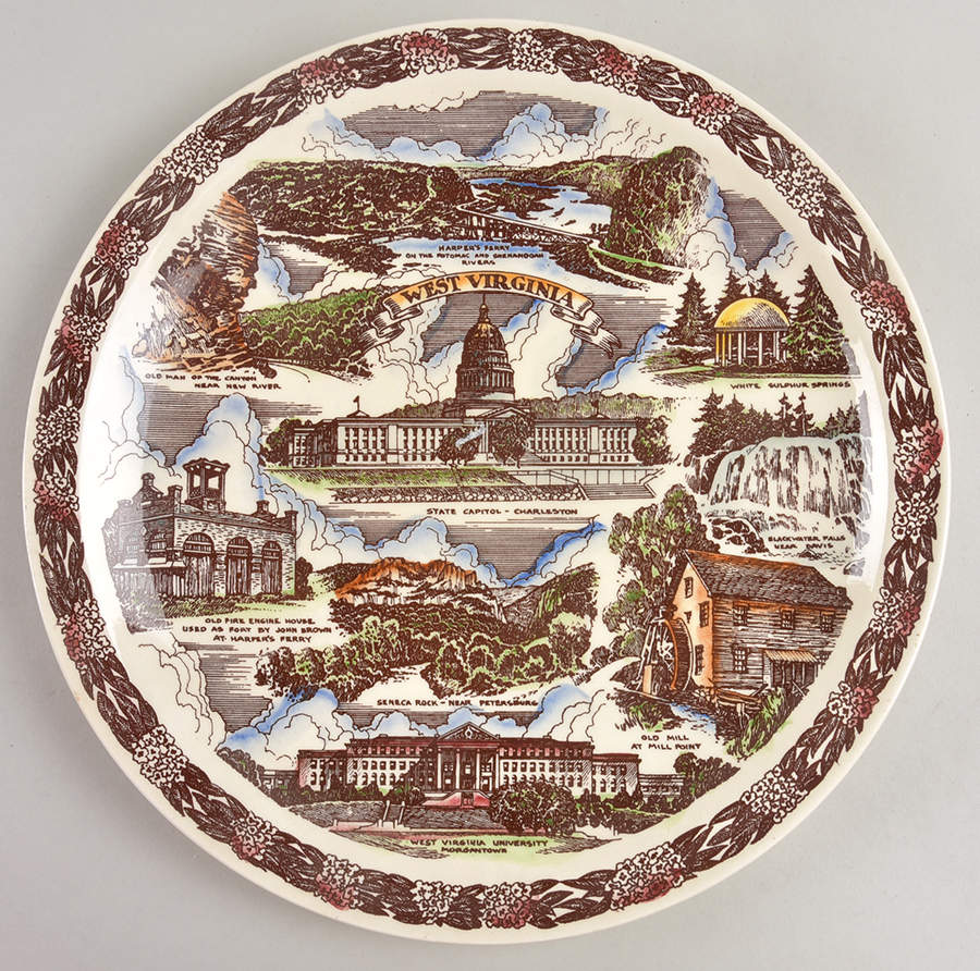 State Plate West Virginia - West Virgina Motif 1 Multicolor by Vernon Kilns-1