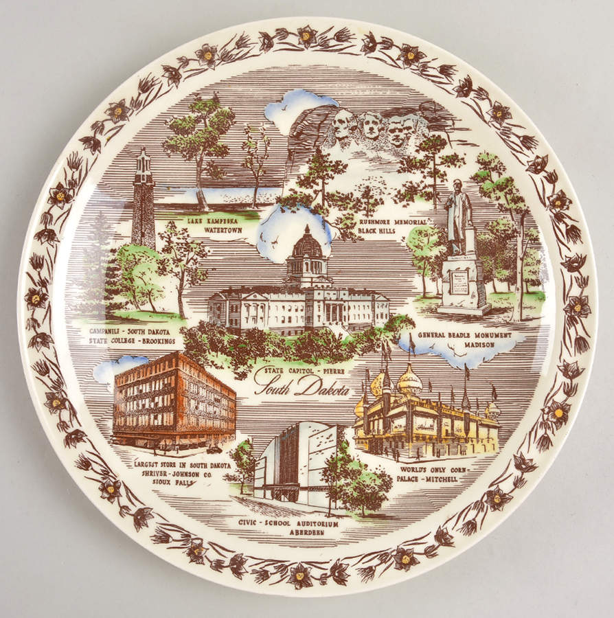 State Plate South Dakota - South Dakota Motif 1 Multicolor by Vernon Kilns-1
