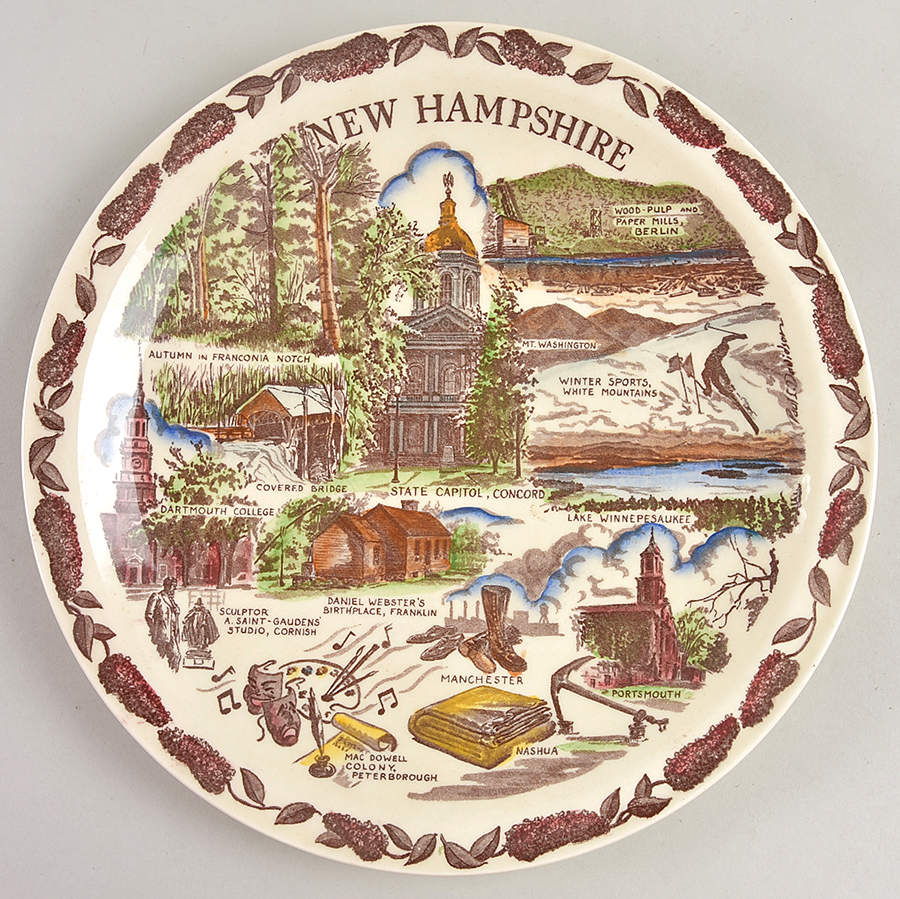 State Plate New Hampshire - No Box-New Hampshire Motif 2 by Vernon Kilns-1