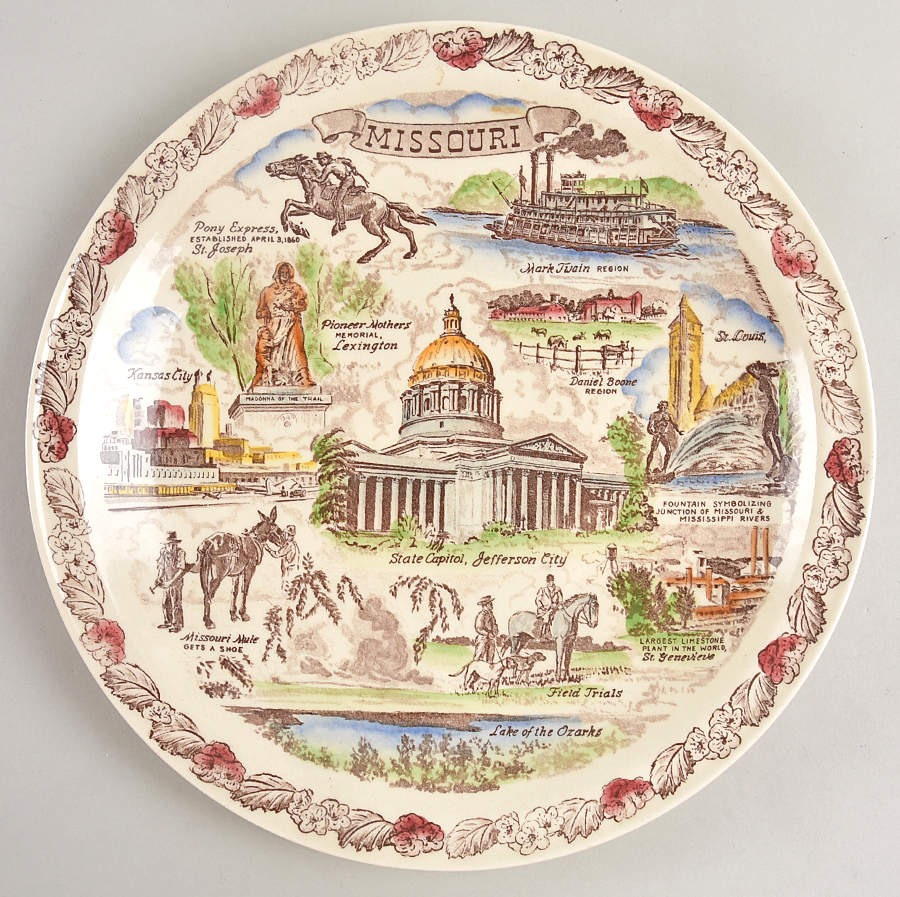 State Plate Missouri - No Box-Missouri Motif 2-Multicolor by Vernon Kilns-1