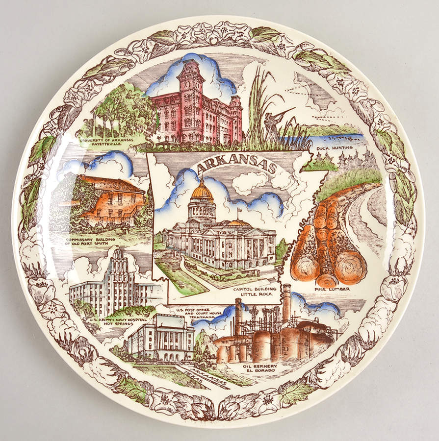 State Plate Arkansas - Arkansas Motif 1 Multicolor by Vernon Kilns-1