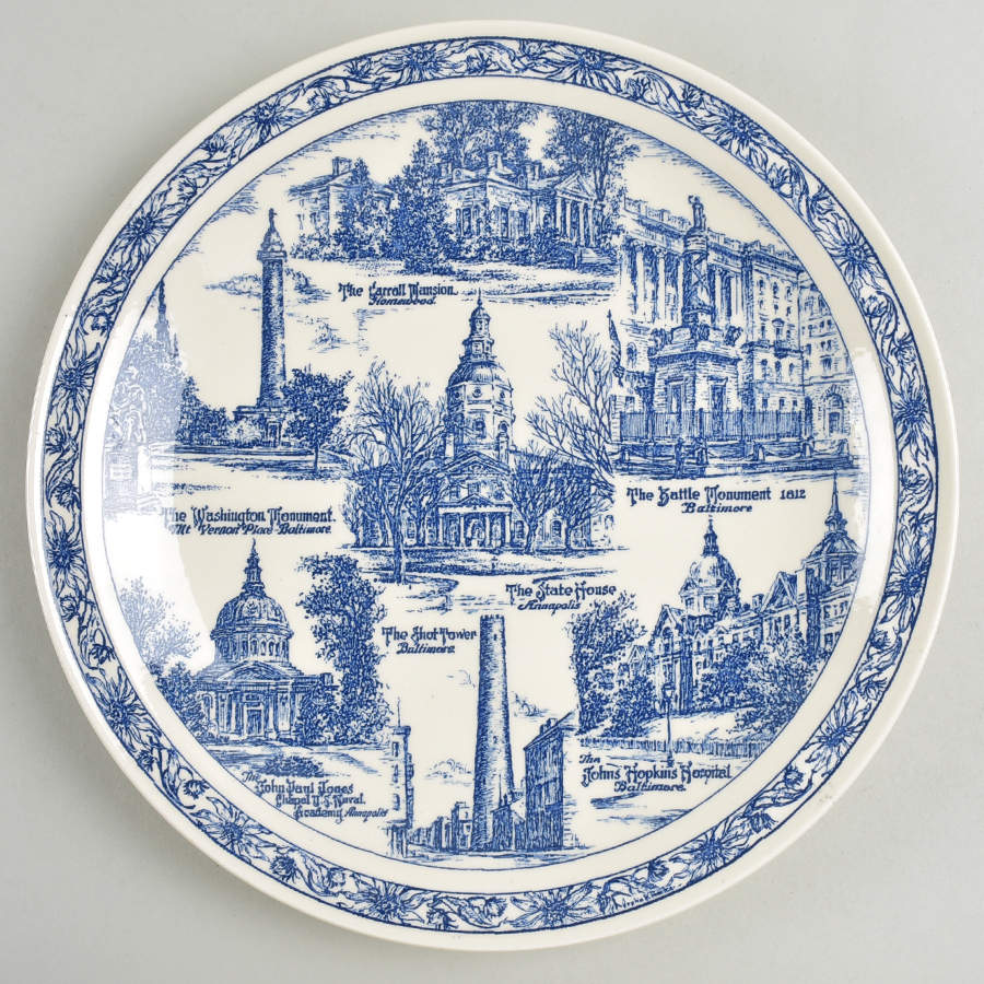State Plate Maryland - No Box-Maryland Motif 1-Blue by Vernon Kilns-1