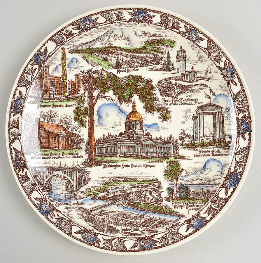 State Plate Washington - No Box-Washington Motif 1-Multicolor by Vernon Kilns-1