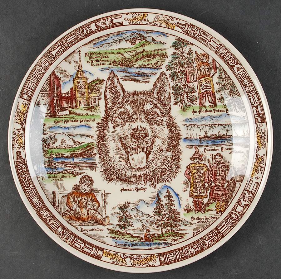 State Plate Alaska - No Box-Alaska Motif 2 Multi by Vernon Kilns-1