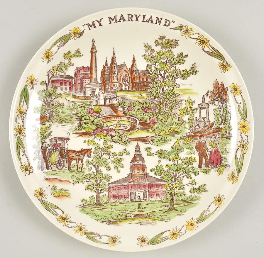 State Plate My Maryland - Multicolor - No Box-Maryland Motif 3/Mltclr by Vernon Kilns-1