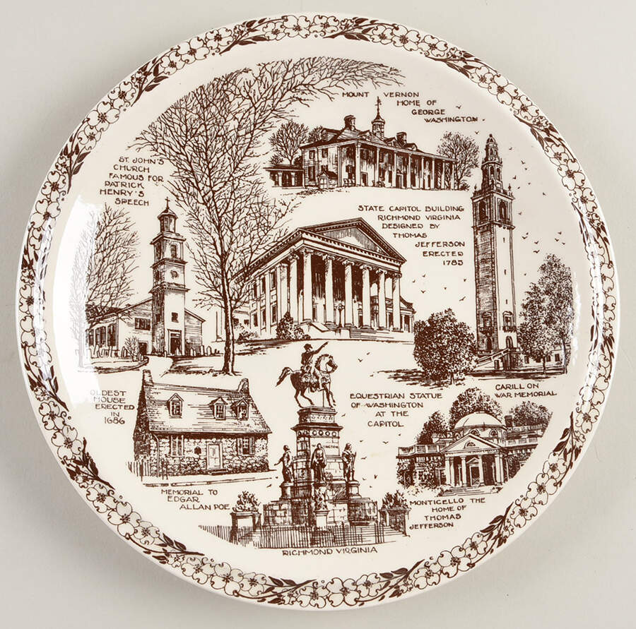 State Plate Virginia-Brown - No Box-Virginia Motif 2 by Vernon Kilns-1