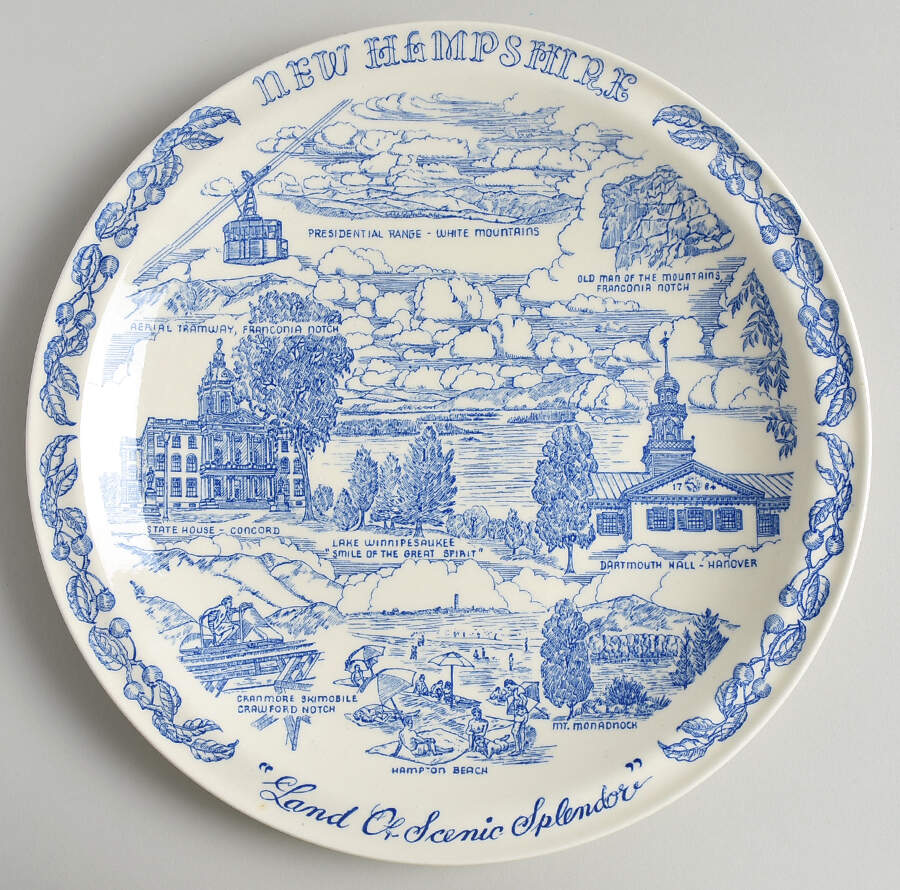 State Plate New Hampshire - No Box-New Hampshire Motif 1 by Vernon Kilns-1