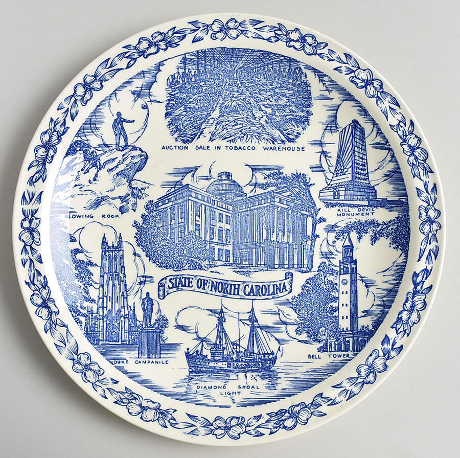 State Plate North Carolina - No Box-North Carolina 1 Blue by Vernon Kilns-1