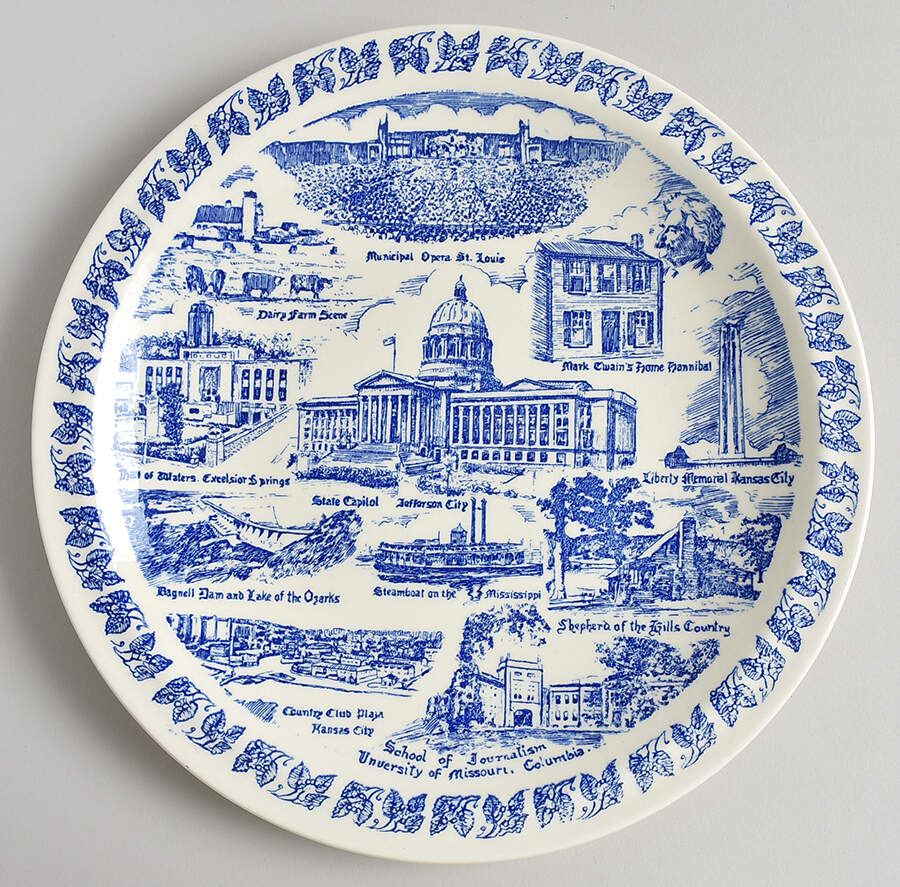 State Plate Missouri - No Box-Missouri Motif 1-Blue by Vernon Kilns-1