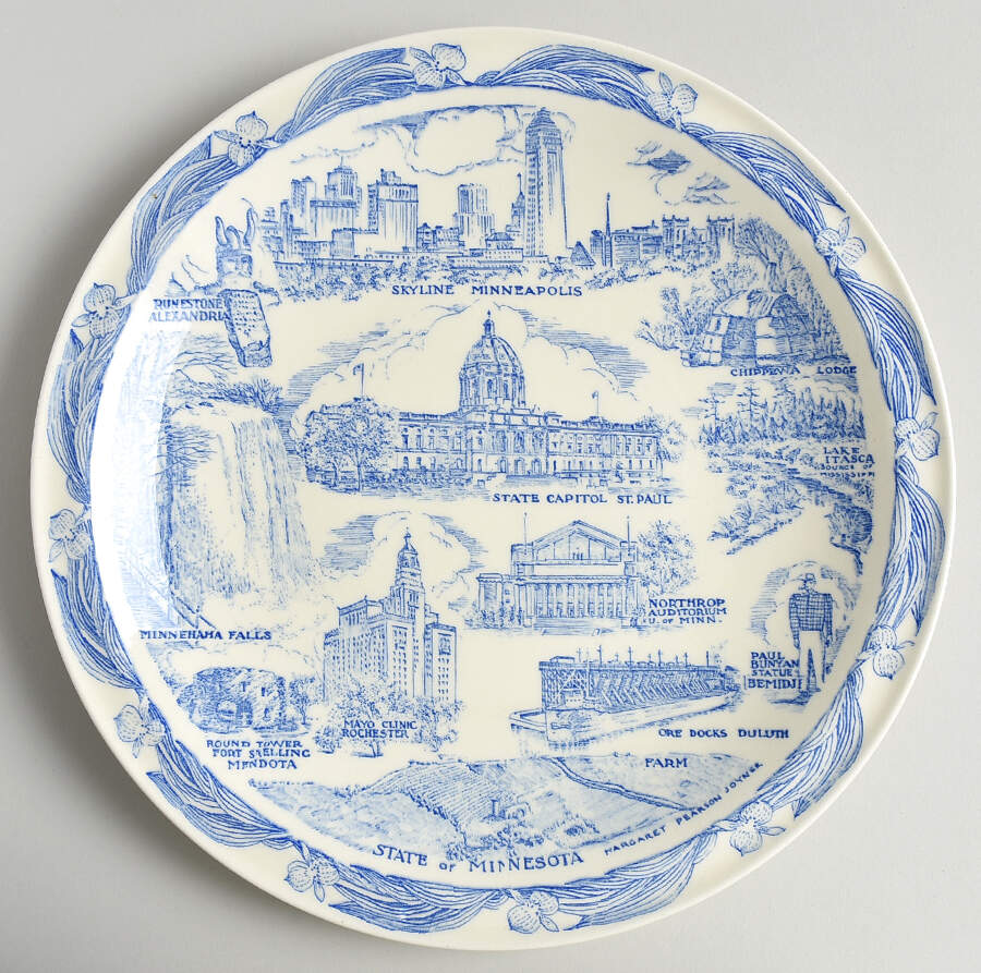 State Plate Minnesota - No Box-Minnesota 1 - Blue by Vernon Kilns-1