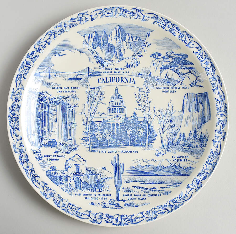State Plate California - No Box-California Motif 1-Blue by Vernon Kilns-1