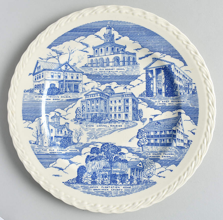 State Plate North Carolina - No Box-North Carolina 2-Blue Swirl by Vernon Kilns-1