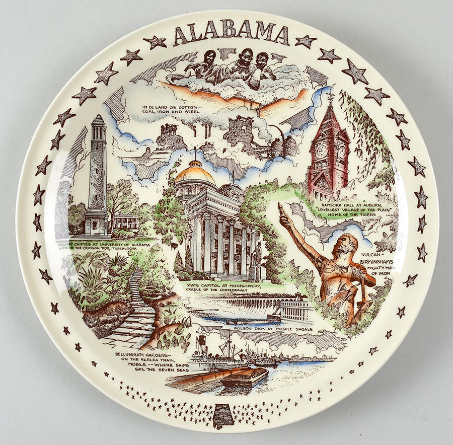 State Plate Alabama - No Box-Alabama Motif 1-Multi by Vernon Kilns-1