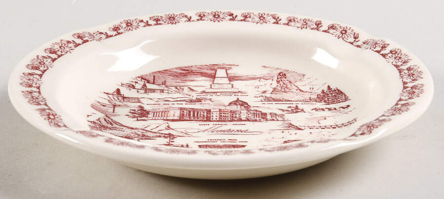 State Plate Montana-Red - No Box-Montana Motif 1 by Vernon Kilns-1