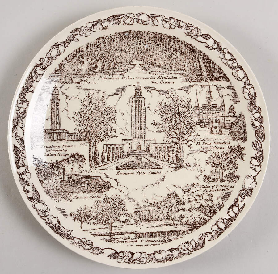 State Plate Louisiana - No Box-Louisiana Motif 1-Brown by Vernon Kilns-1