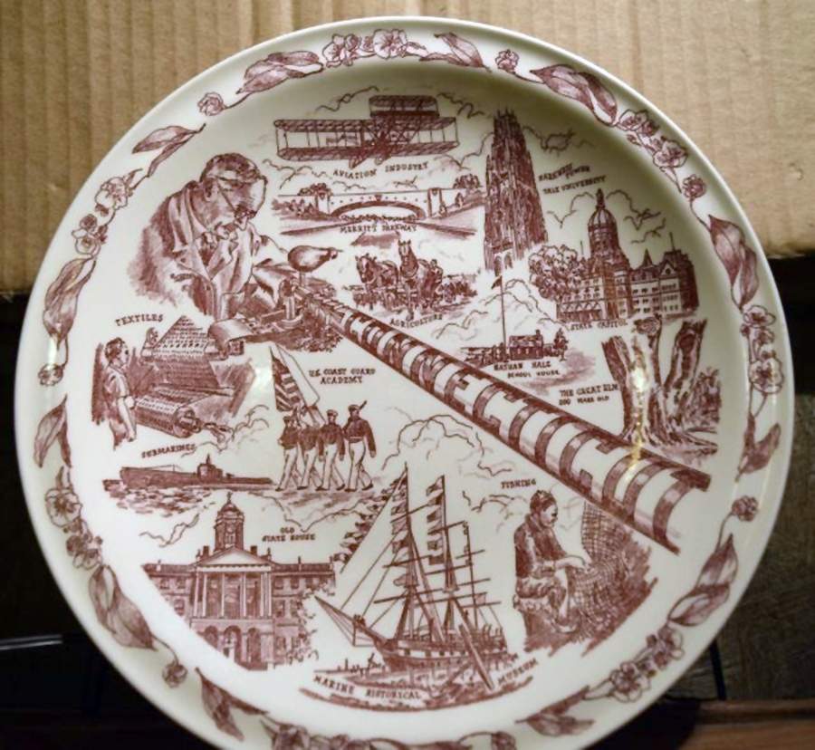 State Plate Connecticut-Brown - No Box-Connecticut Motif 1 by Vernon Kilns-1