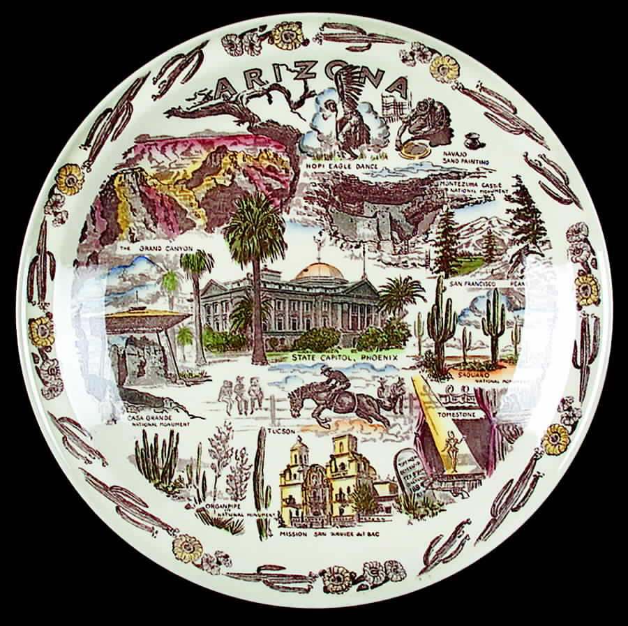 State Plate Arizona - No Box-Arizona Motif 2-Multi by Vernon Kilns-1