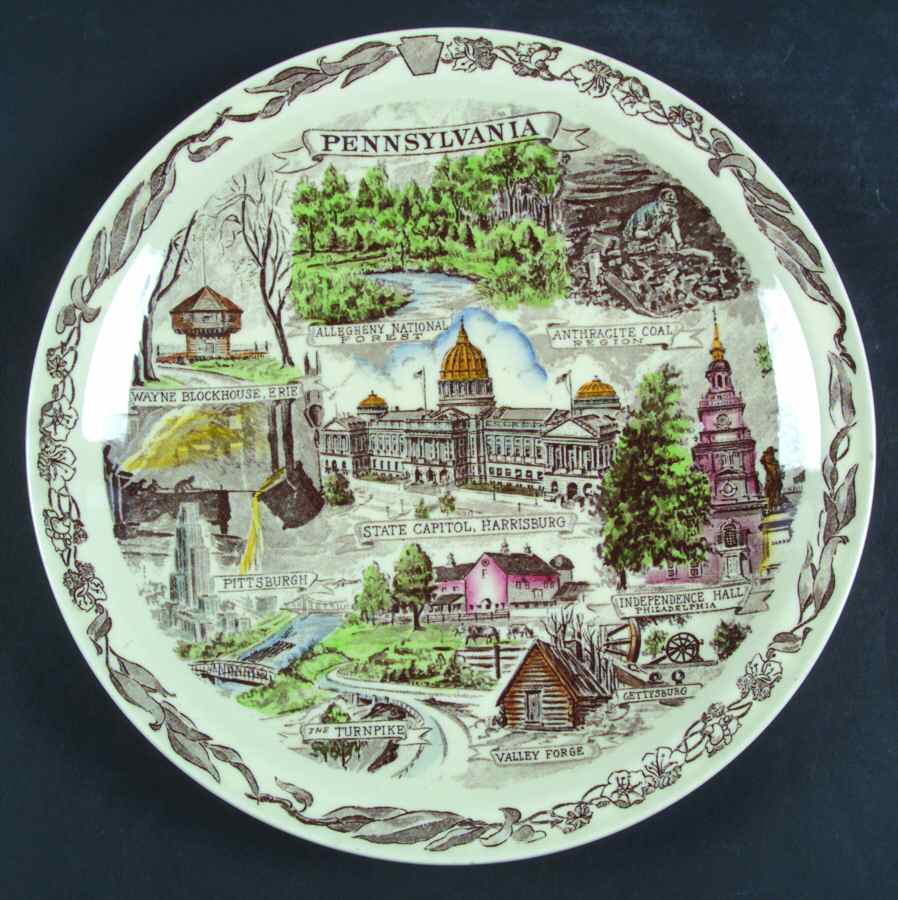 State Plate Pennsylvania - No Box-Pennsylvania Motif2-Multicolor by Vernon Kilns-1