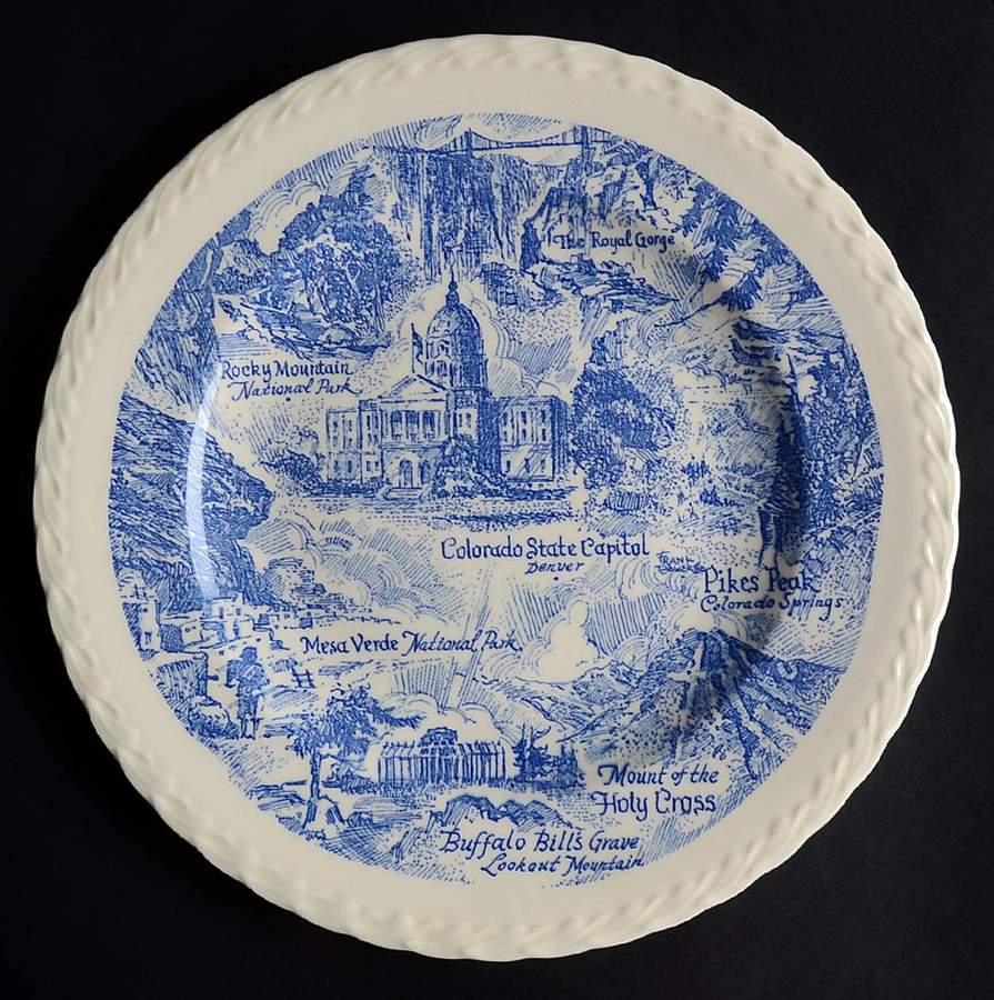 State Plate Colorado - No Box-Colorado Motif 5-Blue by Vernon Kilns-1