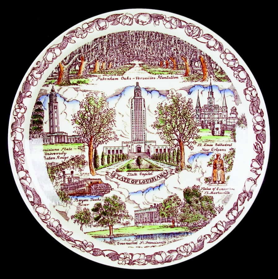 State Plate Louisiana - No Box-Louisiana Motif 1-Multicolor by Vernon Kilns-1