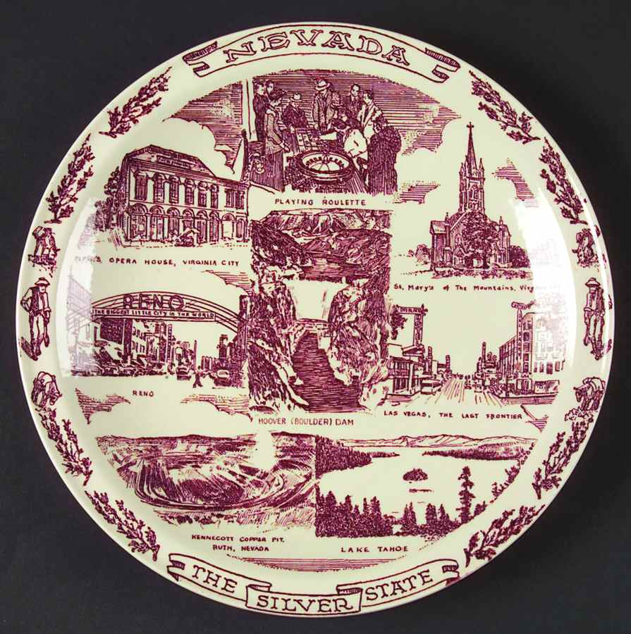 State Plate Nevada-Red - No Box-Nevada Motif 1 by Vernon Kilns-1